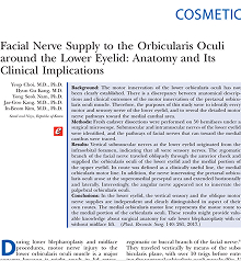 Facial Nerve Supply to the Orbicularis Oculi around the Lower Eyelid: Anatomy and Its Clinical Implications